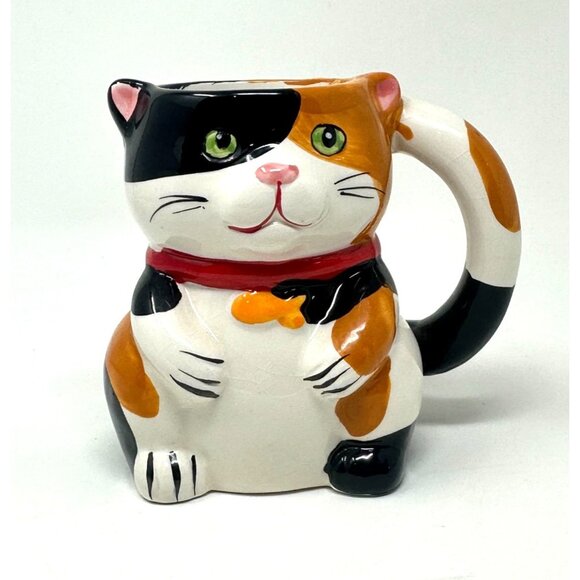 3D Calico Cat Surprise Mouse Inside Ceramic Tea Cup Coffee Mug Pier 1 Imports - Picture 11 of 16